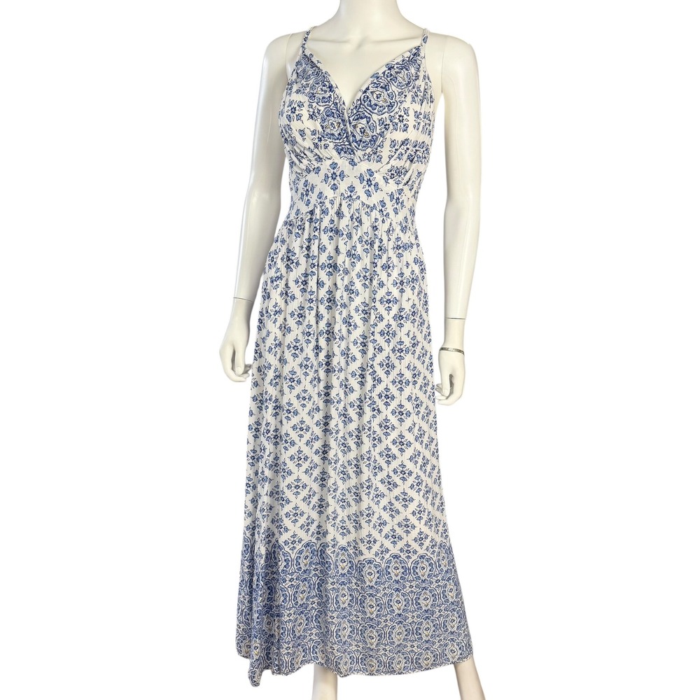 Angie Babydoll Floral Cottagecore Maxi Dress Fairy Boho Coastal Vintage Vibe M